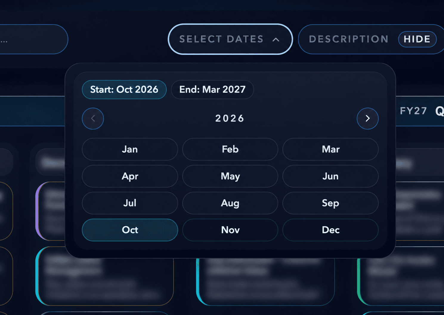 Sanitized roadmap date selector