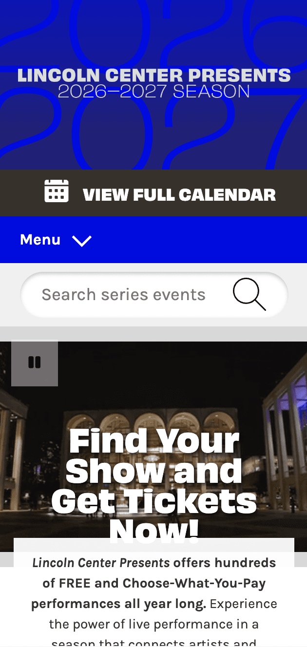 Lincoln Center Presents mobile platform